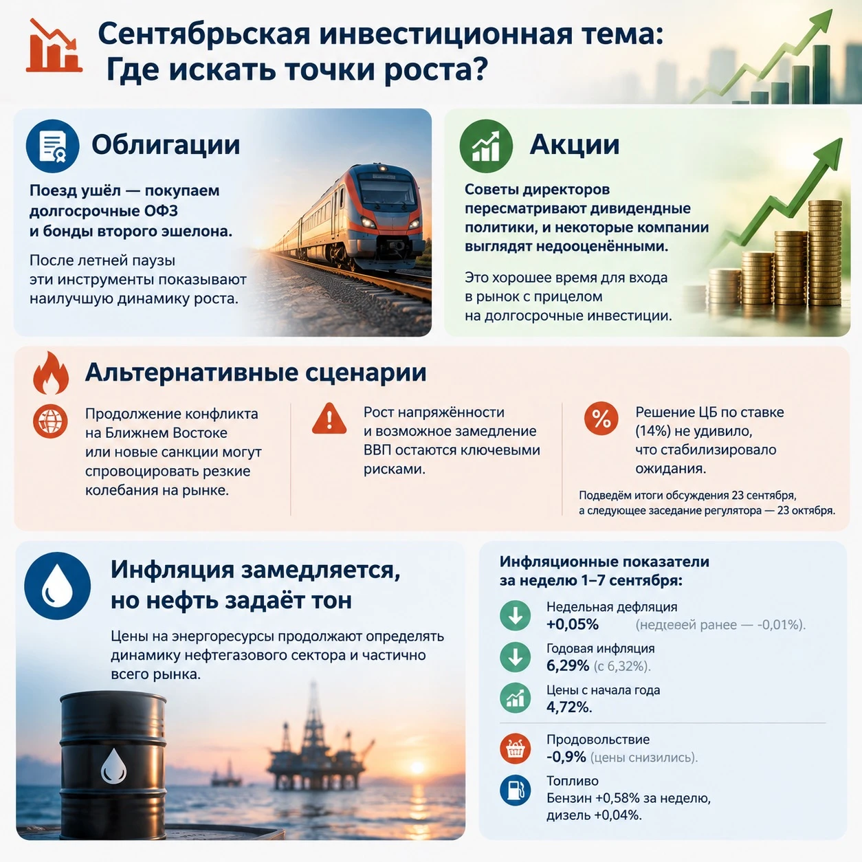 19.09.2026г. 🥁Облигации: поезд тронулся покупаем длинные ОФЗ и бумаги второго эшелона. После летнего затишья - изображение