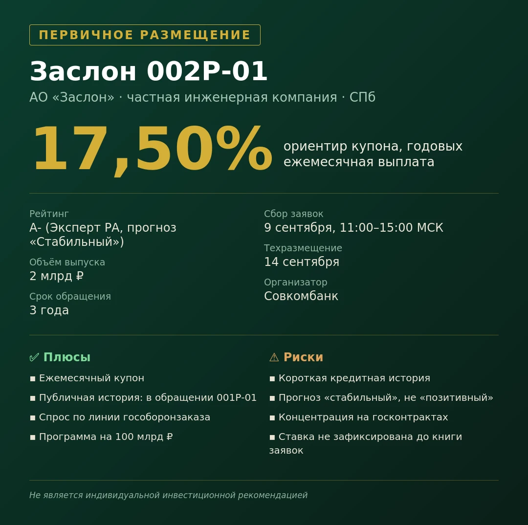 🛡 Заслон 002Р-01: сбор заявок уже завтра АО «Заслон» — частная инженерная компания (создана на базе завода - изображение