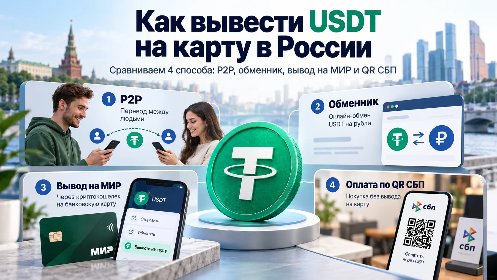 Продать USDT и получить рубли на российскую карту можно несколькими способами. Самые известные - P2P на - изображение