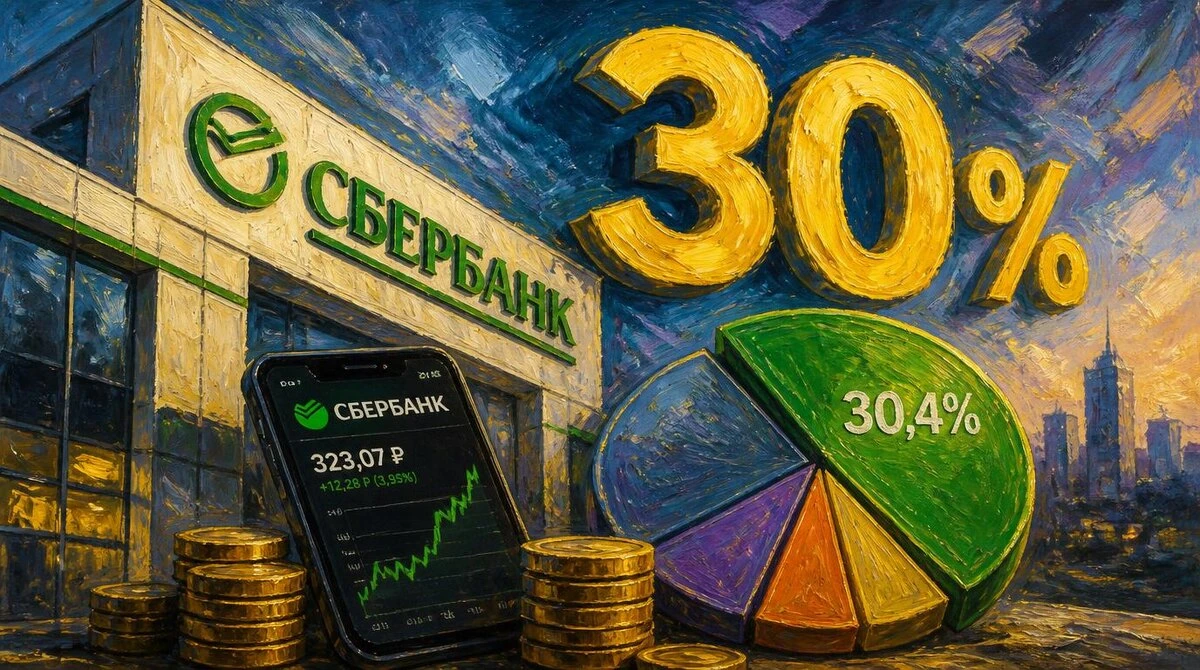 По данным Мосбиржи, обыкновенные акции Сбербанка составляют 30,4 % в среднем «народном портфеле» российского - изображение