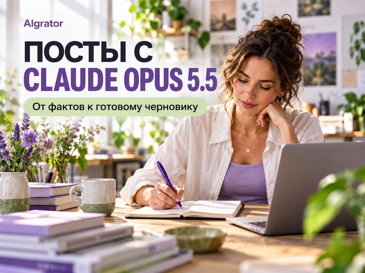 Claude Opus 5.5 можно использовать как помощника для подготовки постов: собрать структуру, предложить варианты - изображение