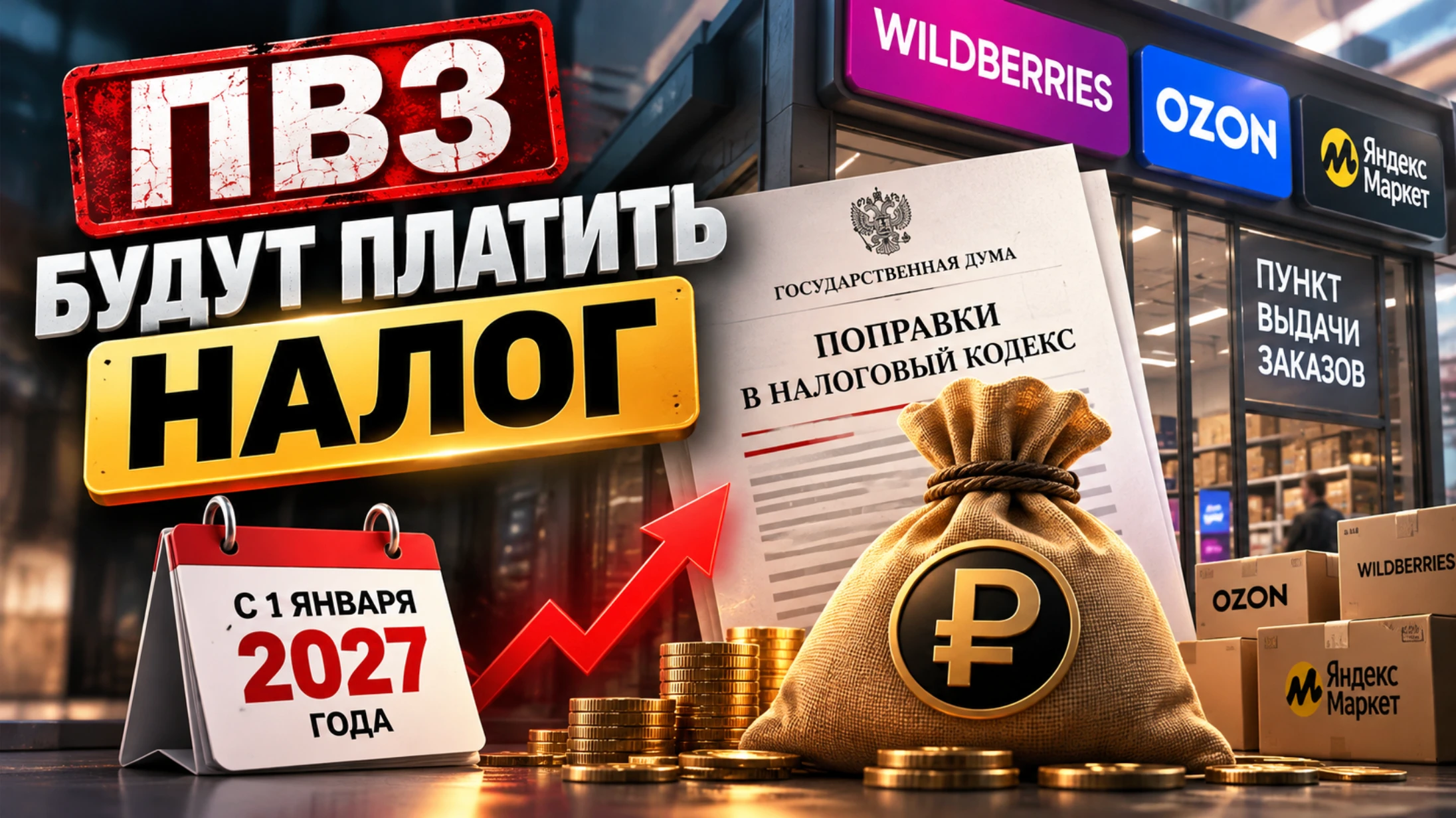 По информации Интерфакс в Госдуму внесены поправки в НК РФ, согласно которым пункты выдачи заказов (ПВЗ) - изображение