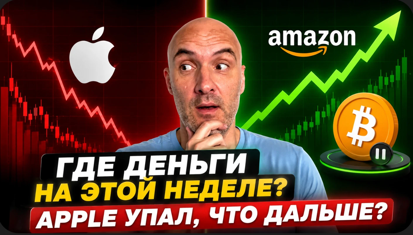 Что происходит с биткоином и почему падают гиганты вроде Apple, пока Amazon летит в космос? 🚀 В этом видео я - изображение