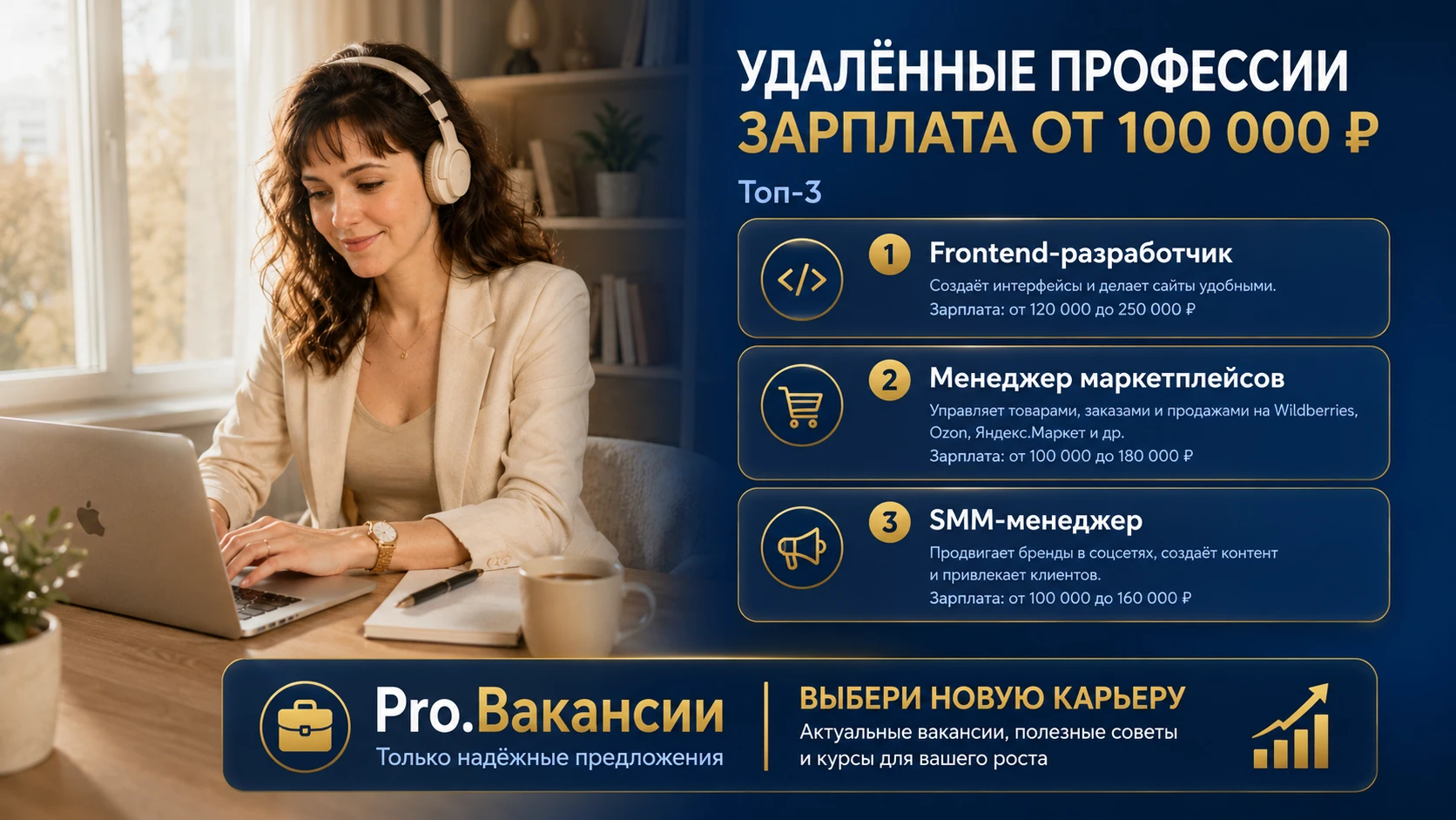 Удалёнка давно не просто опция, а норма. Вот 3 профессии, которые можно освоить за 4–8 месяцев и зарабатывать от - изображение
