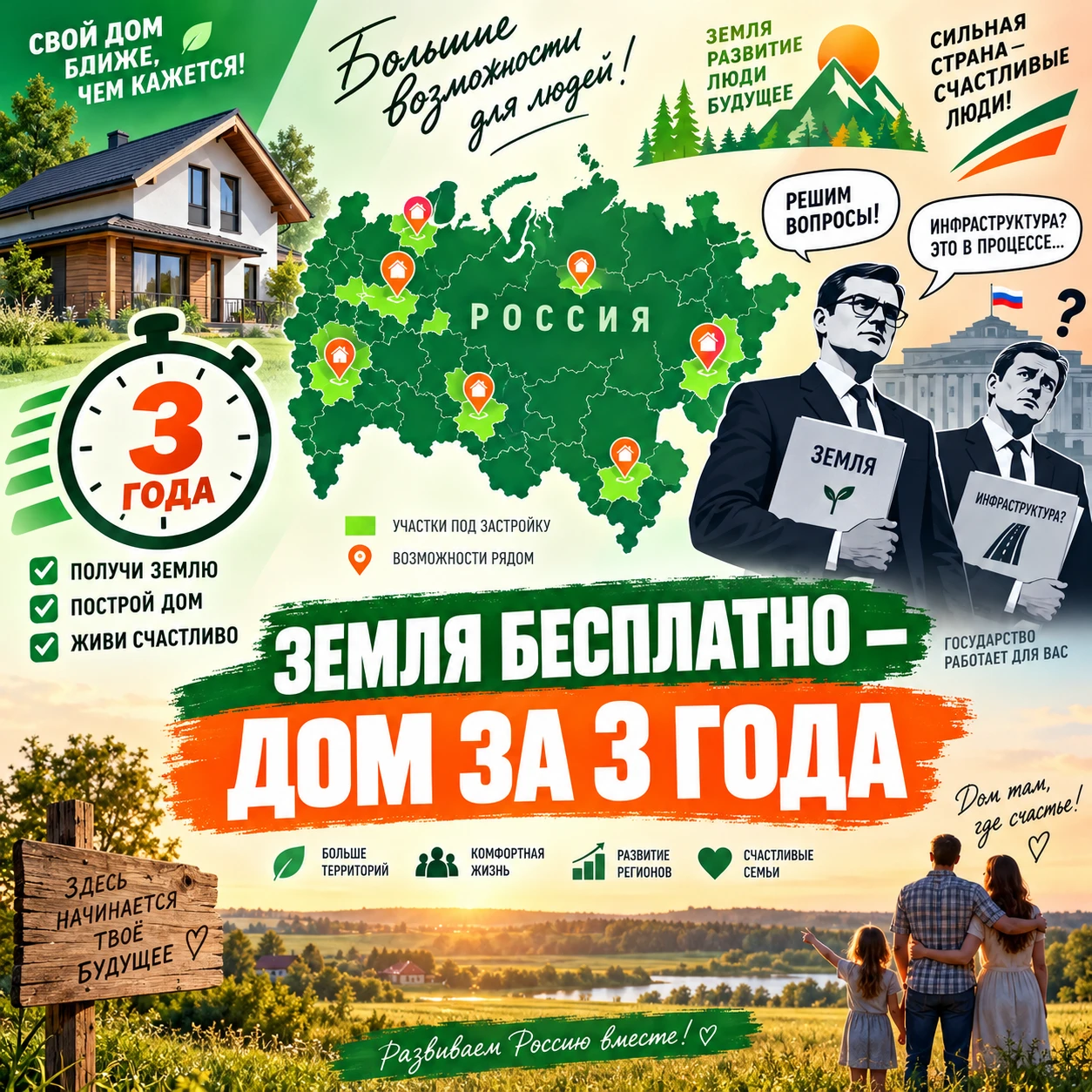 #бесплатнаяземля #ИЖС #строительстводома #Хуснуллин #Минстрой #новости2026 #частныйдом #земельныйучасток #льготы - изображение