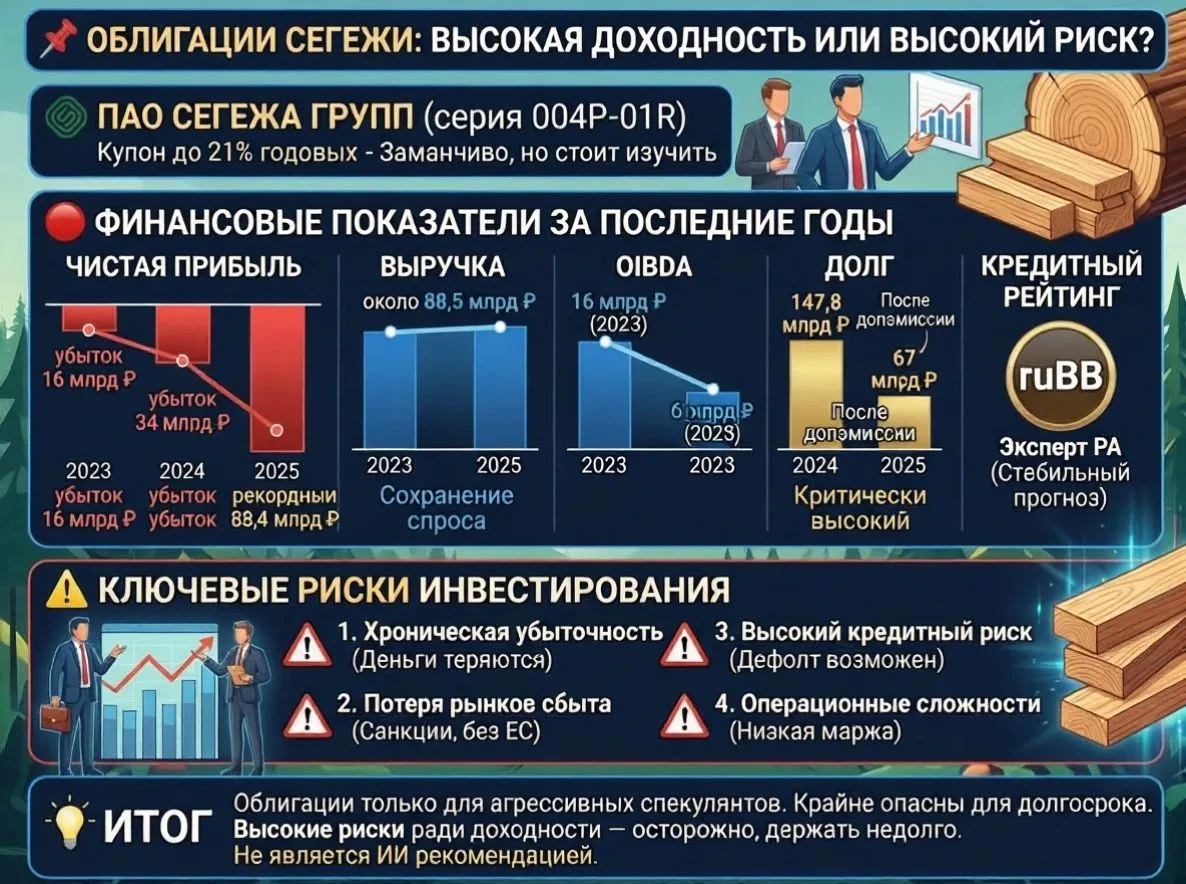 📌 Облигации Сегежи: высокая доходность или высокий риск? Компания ПАО Сегежа Групп (серия 004Р-01R) предлагает - изображение