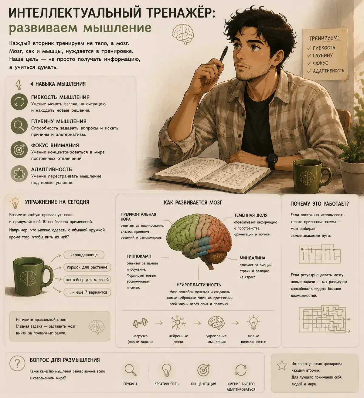 Сегодня хочу начать новую рубрику. Каждый вторник будем тренировать не тело, а мозг. Мы привыкли заботиться о - изображение