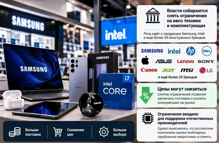 Техника Samsung, Intel и ещё более 20 иностранных брендов может подешеветь в России — власти собираются снять - изображение