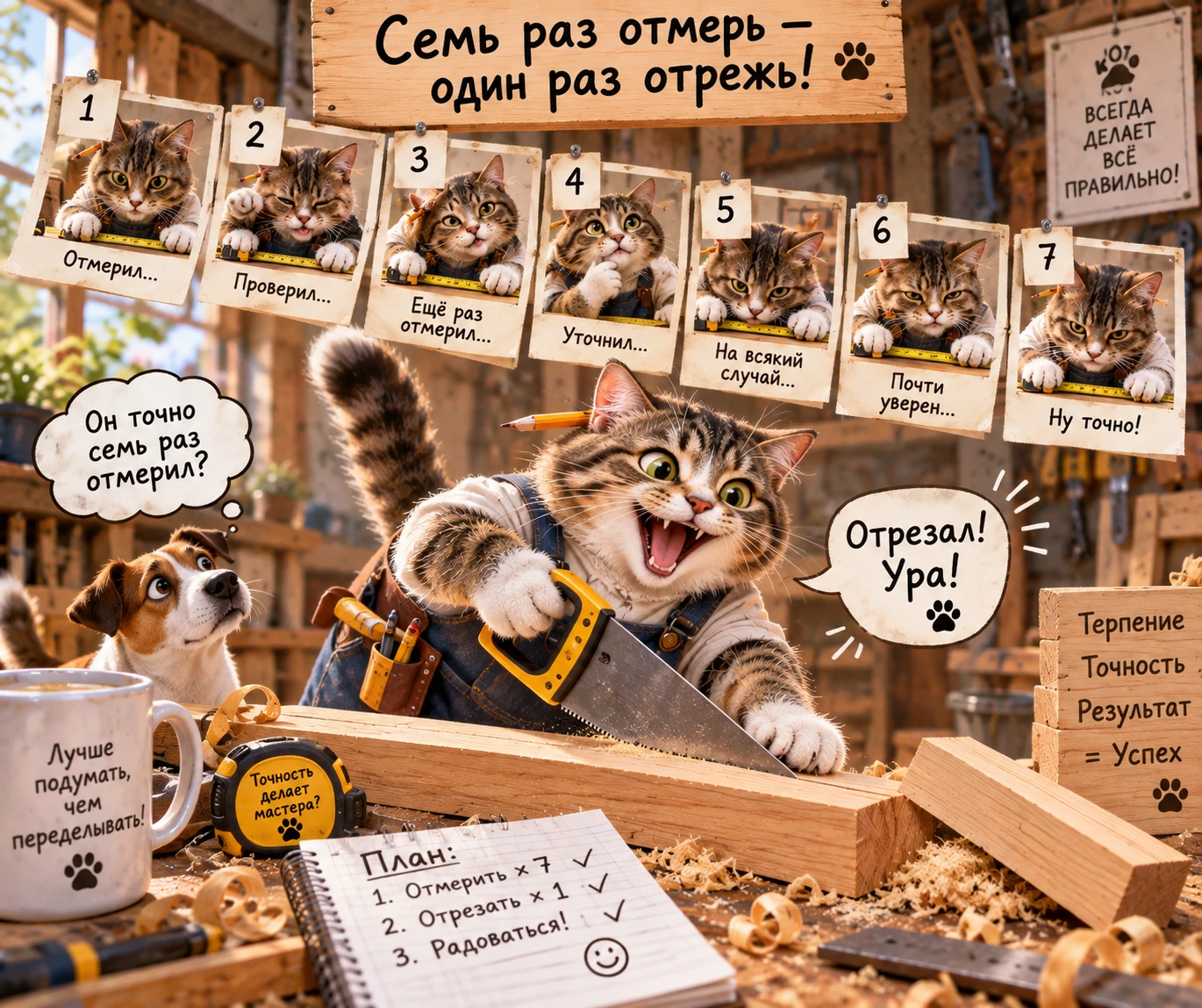 Выражение: Семь раз отмерь-один раз отреж! - изображение
