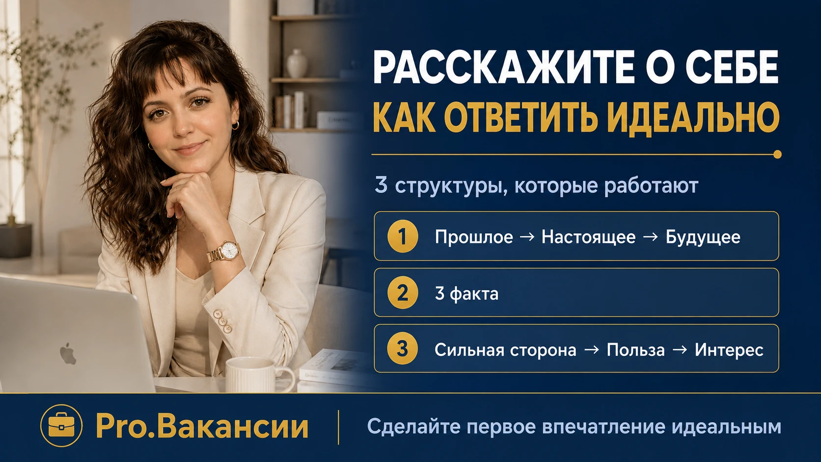Этот вопрос задают первым в 90% собеседований. Хороший ответ задаёт тон всей беседе. Плохой — убивает интерес за - изображение