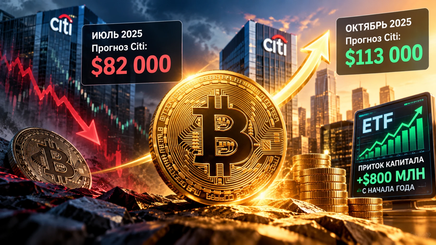 1 июля Citigroup понизил свой 12-месячный прогноз по биткоину до $82 тысяч. Прошло всего три месяца. 1 октября - изображение