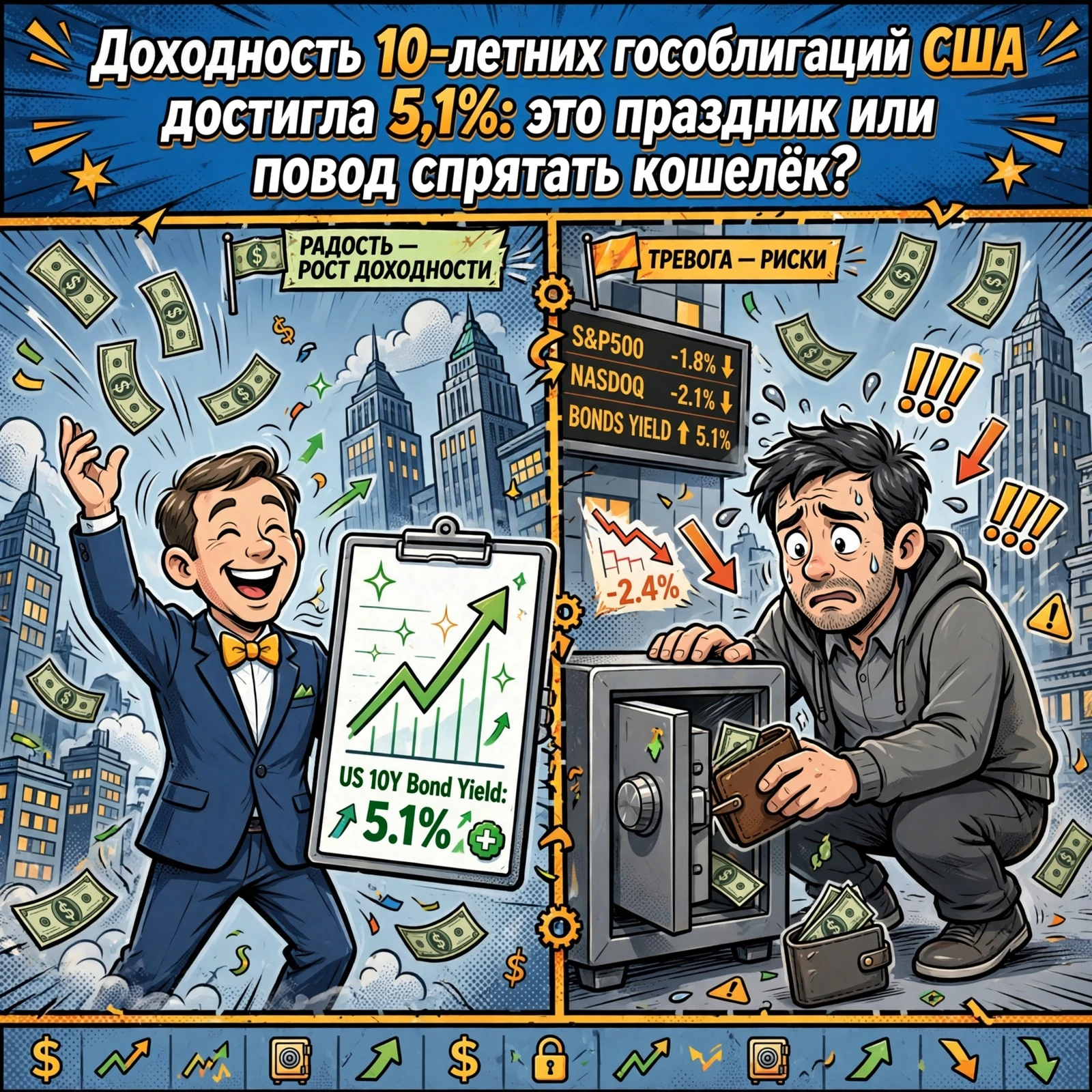 #базарразбор Ты сидишь, листаешь ленту, пьёшь чай, и тут — бац! — новость: «Доходность 10‑летних гособлигаций - изображение