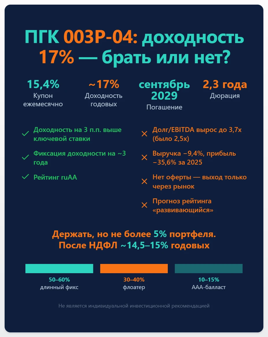 $RU000A10EYV6 ПГК 003Р-04: брать или пропускать? Разбор под цель «доходность + умеренный риск» 📊 Коротко: - изображение