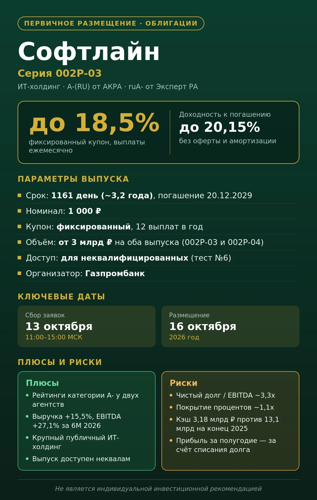 💽 Софтлайн 002Р-03: ИТ-гигант возвращается на рынок облигаций Завтра один из крупнейших ИТ-холдингов страны - изображение