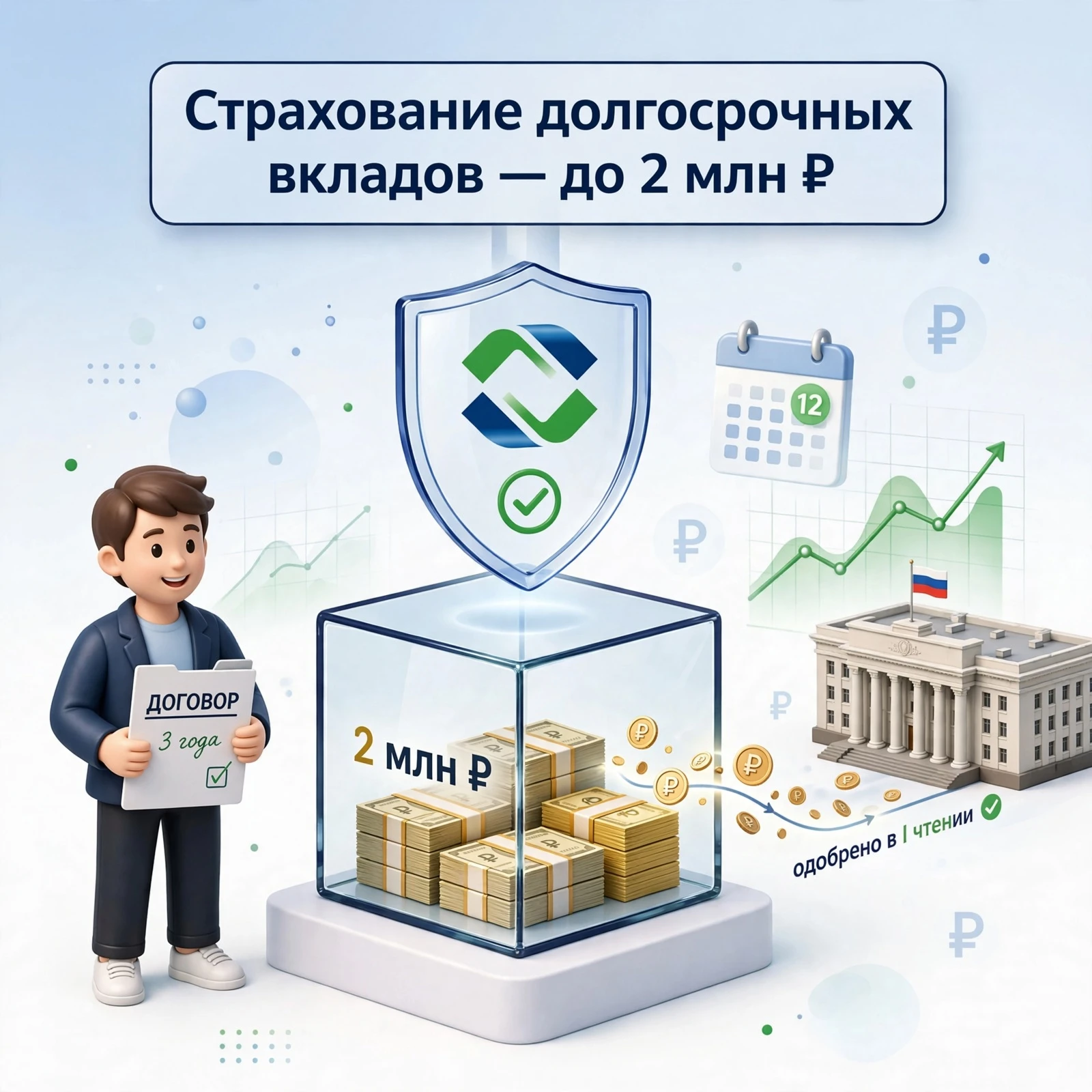 #базарразбор Госдума одобрила в первом чтении страхование долгосрочных вкладов до 2 млн рублей: что это значит - изображение