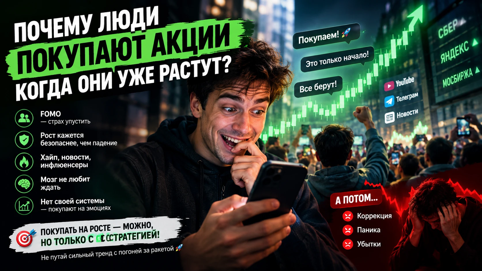 Кажется нелогичным цена уже улетела а люди только начинают покупать Но причина проста 👇 1️⃣ FOMO - страх - изображение