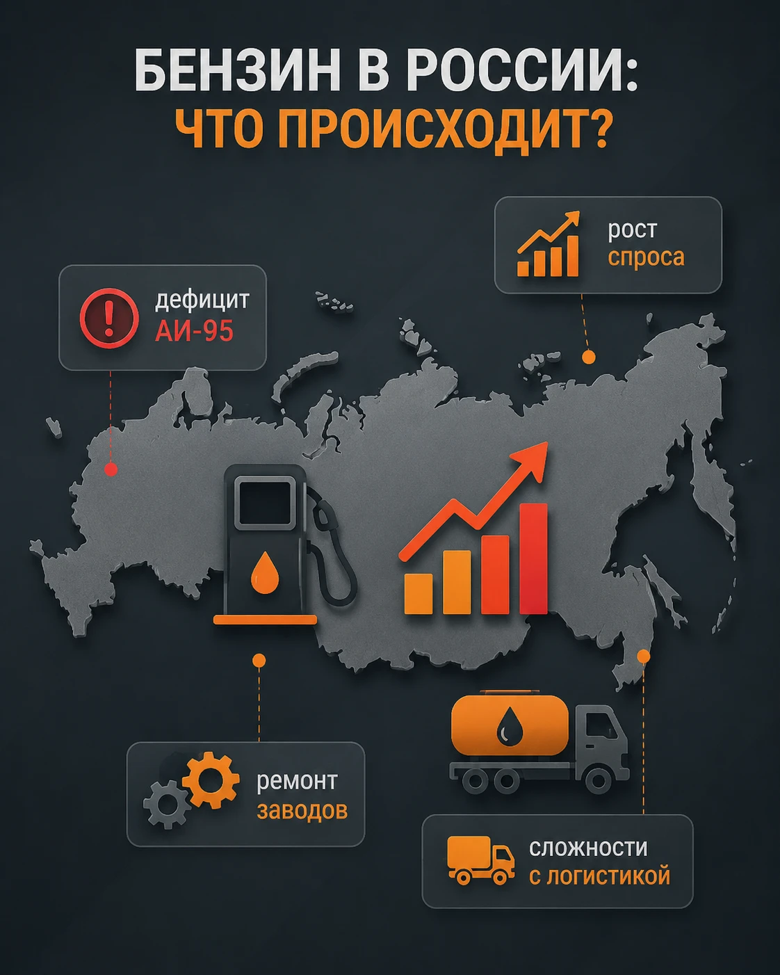 🚘🛢️Сейчас на топливном рынке России непростая ситуация — в ряде регионов фиксируется нехватка бензина, - изображение