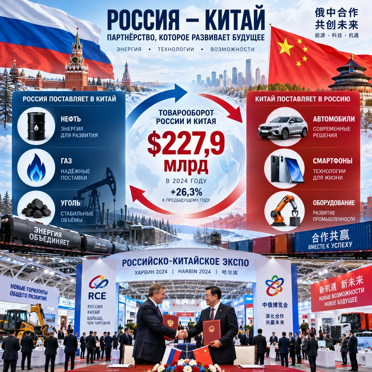 #РоссияКитай #Товарооборот #Экономика #Сотрудничество #Энергетика #Экспорт #Импорт #БРИКС #Геополитика #Торговля - изображение