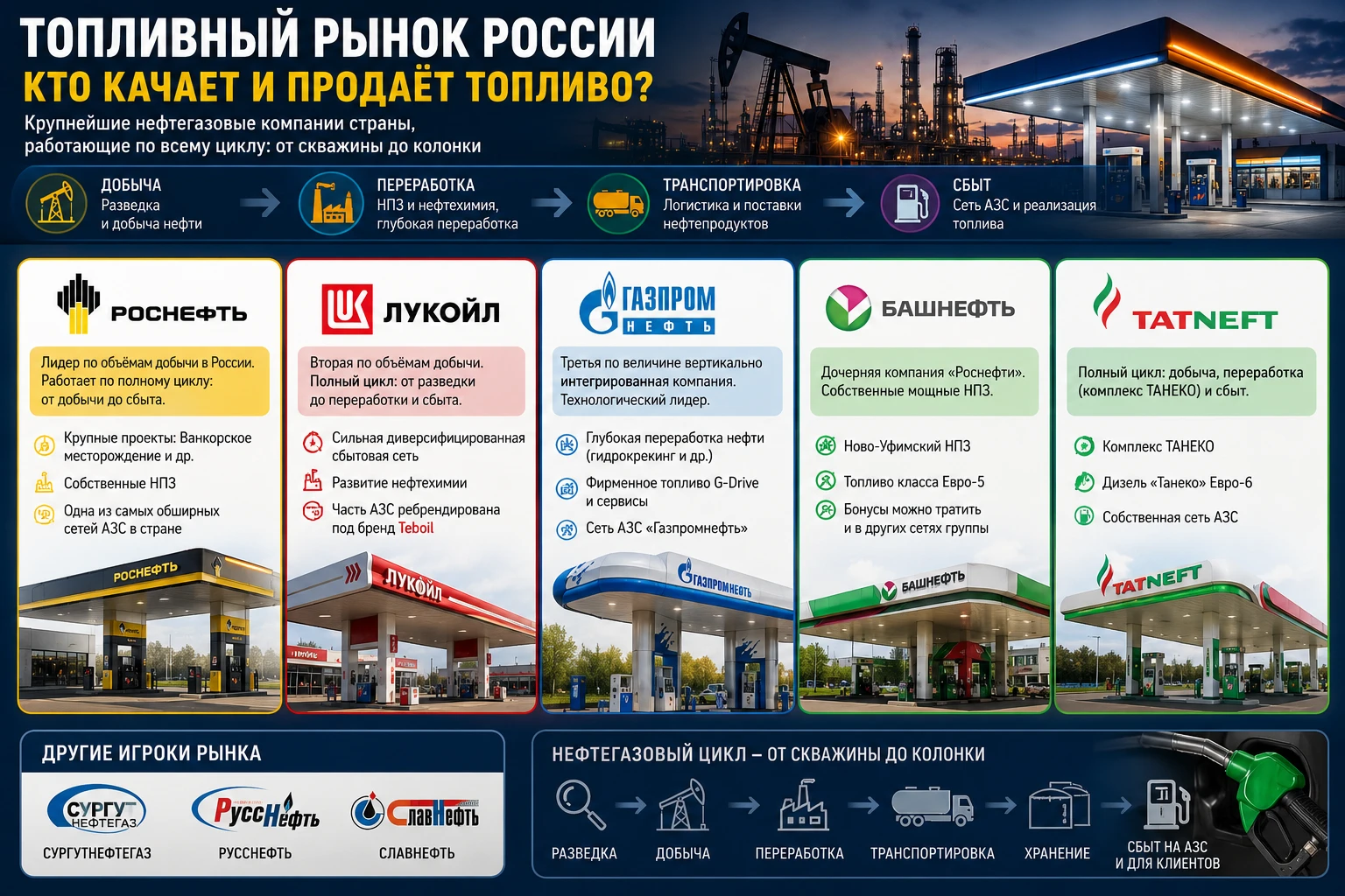 Список основных топливных (точнее, нефтегазовых — ведь они закрывают весь цикл: от скважины до колонки) компаний - изображение