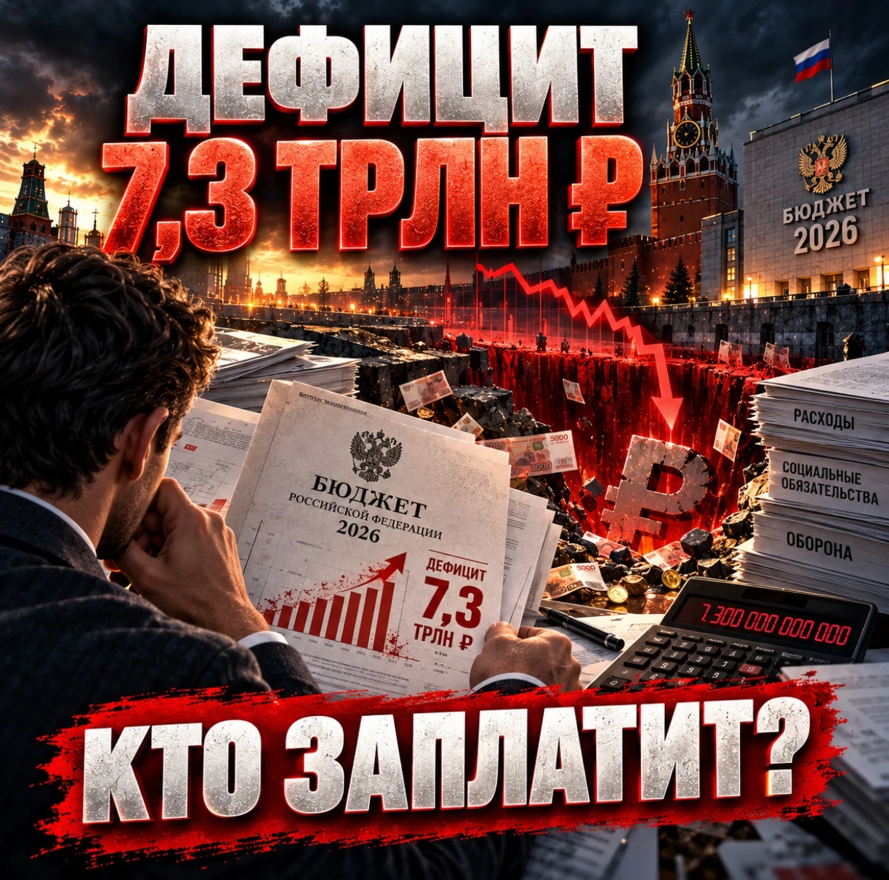 За январь–сентябрь 2026 года федеральный бюджет России ушёл в дефицит на 5,186 трлн ₽. Это около 2,2% ВВП. И - изображение