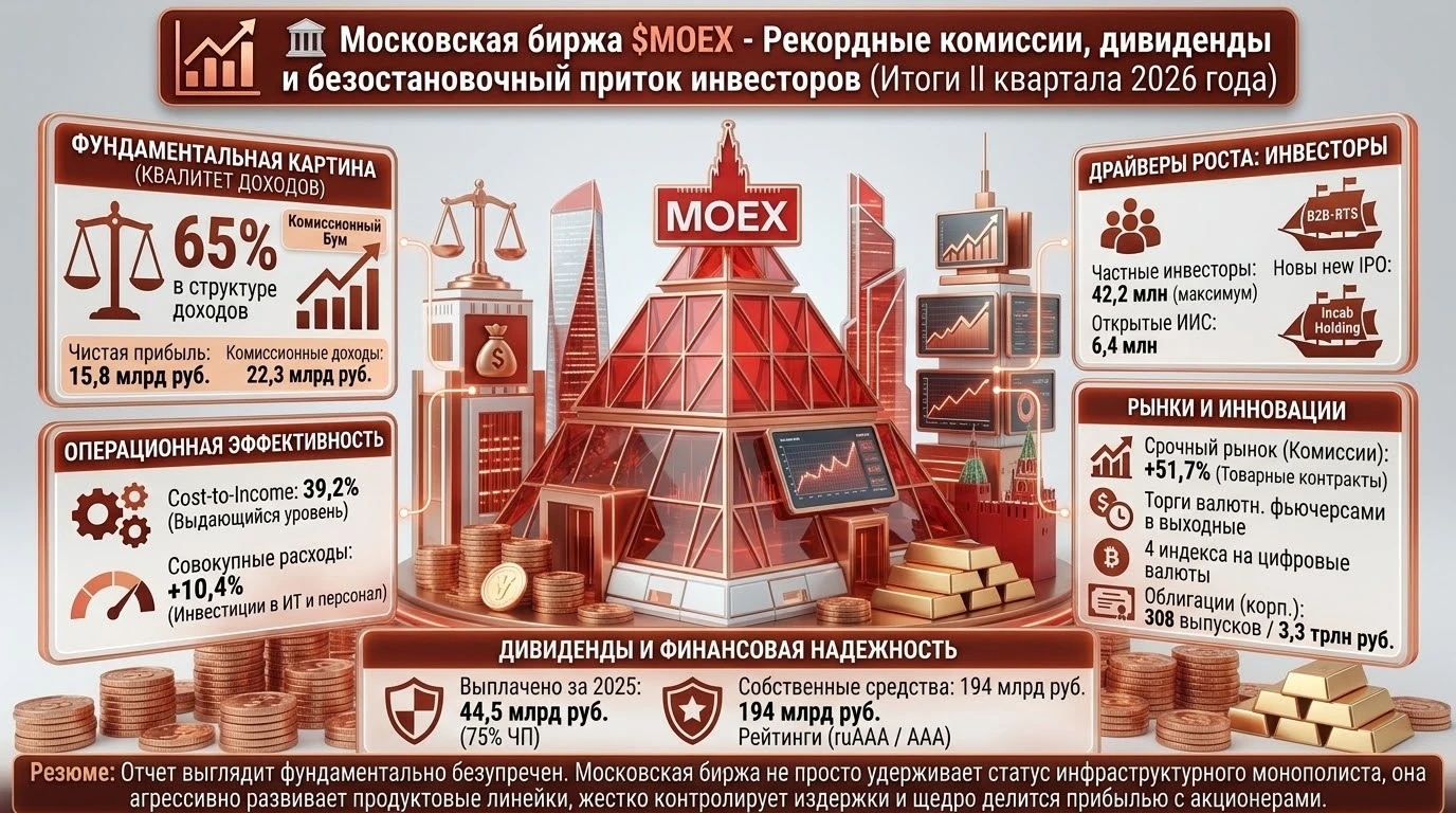 #MOEX #Мосбиржа #Отчетность #Инвестиции #ФондовыйРынок #Аналитика #Дивиденды ​🏛 Московская биржа $MOEX - - изображение