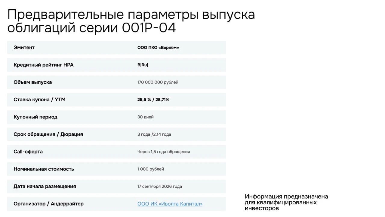 ❗️ Информация для квалифицированных инвесторов 💼 В следующий четверг, 17 сентября планируется размещение нового - изображение