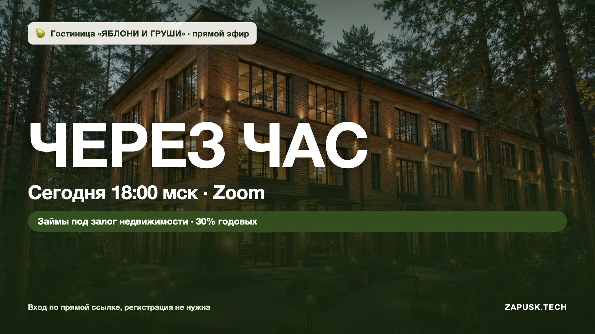 Сегодня в 18:00 мск разбираем в прямом эфире первый продукт с обеспечением на платформе Zapusk. В залоге - изображение