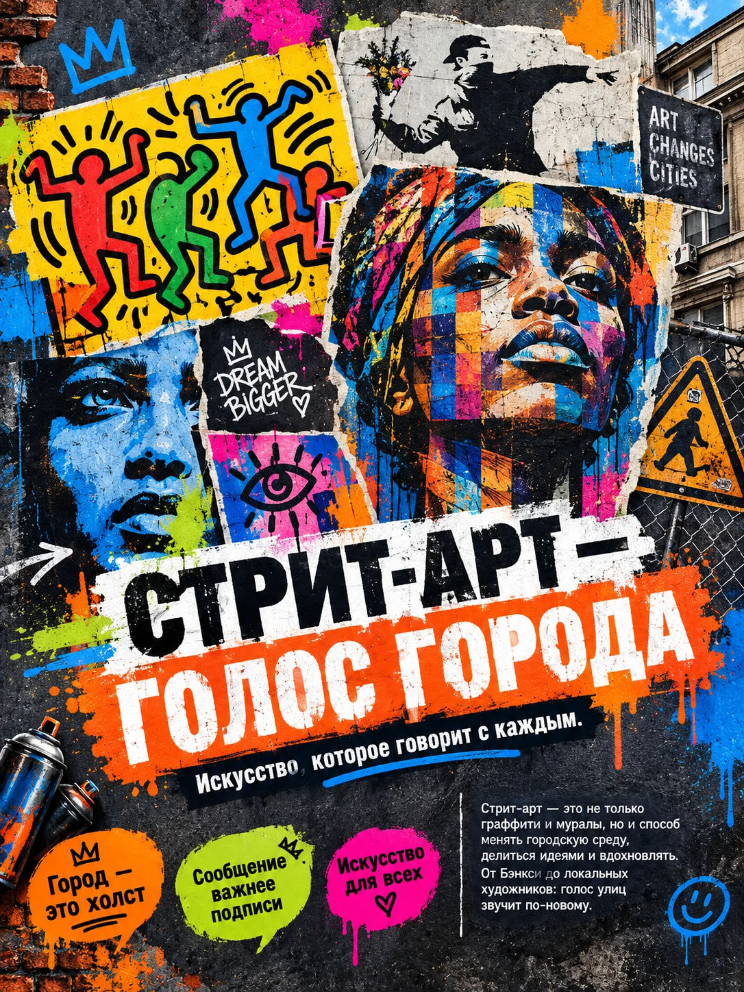 Уличное искусство, или стрит‑арт, — яркое художественное движение XXI века, меняющее облик городов. Это не - изображение