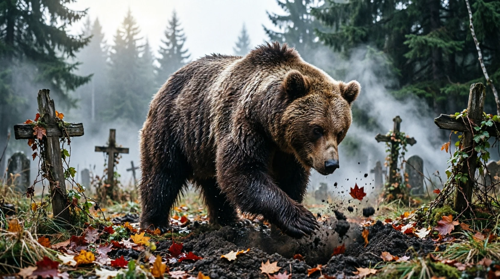 🐻В лесах и на окраинах поселений всё чаще замечают медведей, которые раскапывают могилы на старых кладбищах. 🍂 - изображение