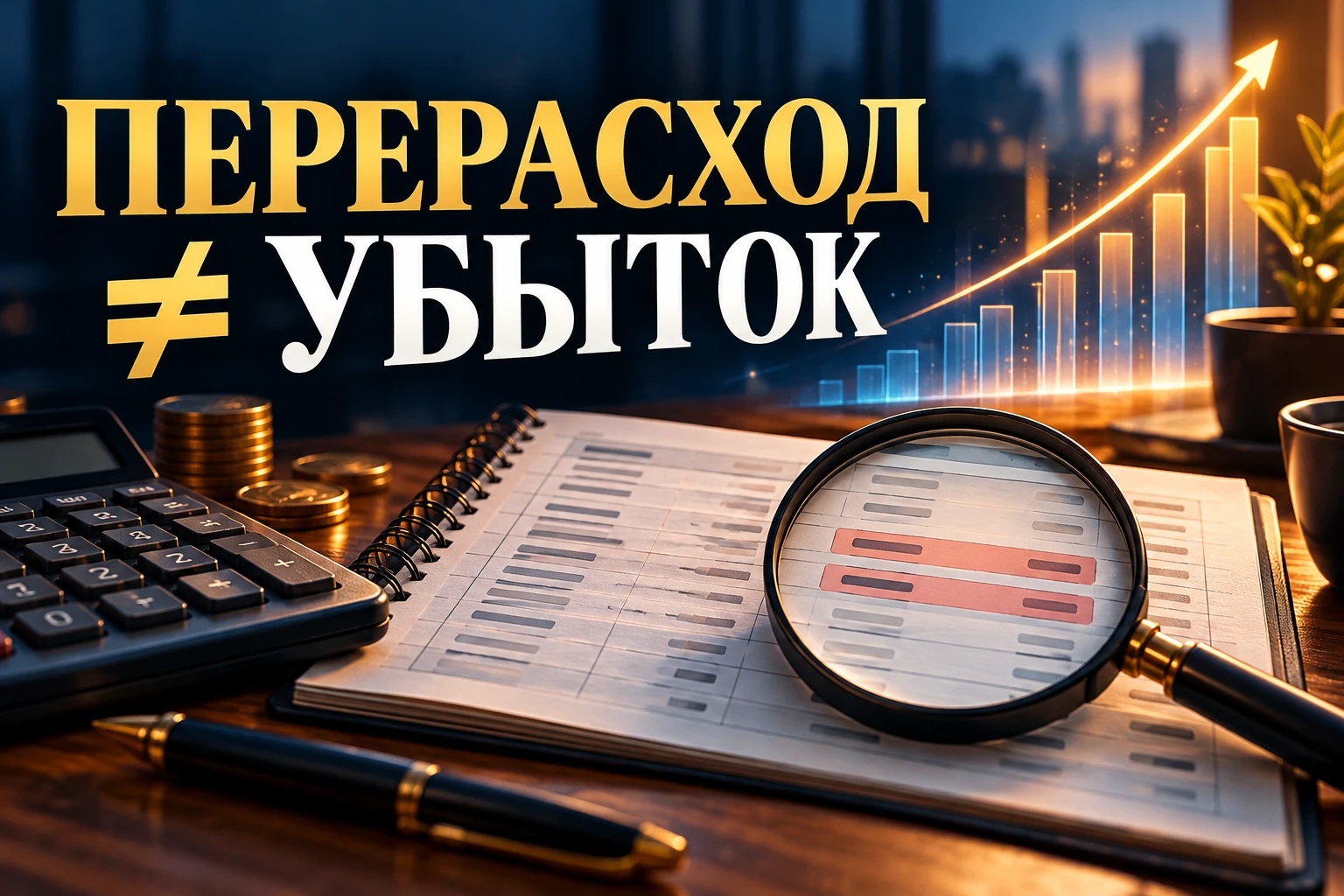 В таблице малого бизнеса план расходов на рекламу — 50 000 ₽, факт — 63 000 ₽. Нейросеть строит график и пишет: - изображение