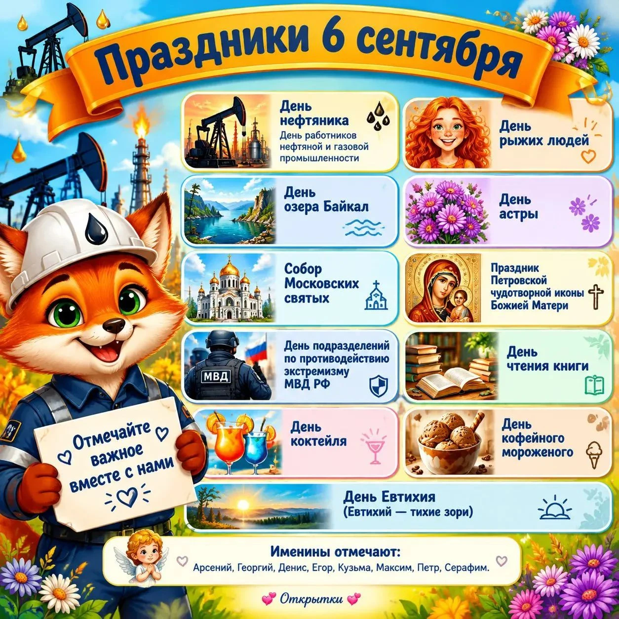 🎁 День работников нефтяной, газовой и топливной промышленности (1-е воскресенье сентября) 🎁 День народов - изображение
