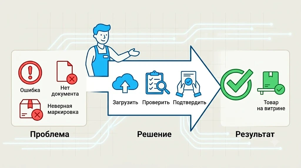 при добавлении сертификата в «Честном ЗНАКе»? Вы загрузили сертификат соответствия, добавили товары, а в - изображение