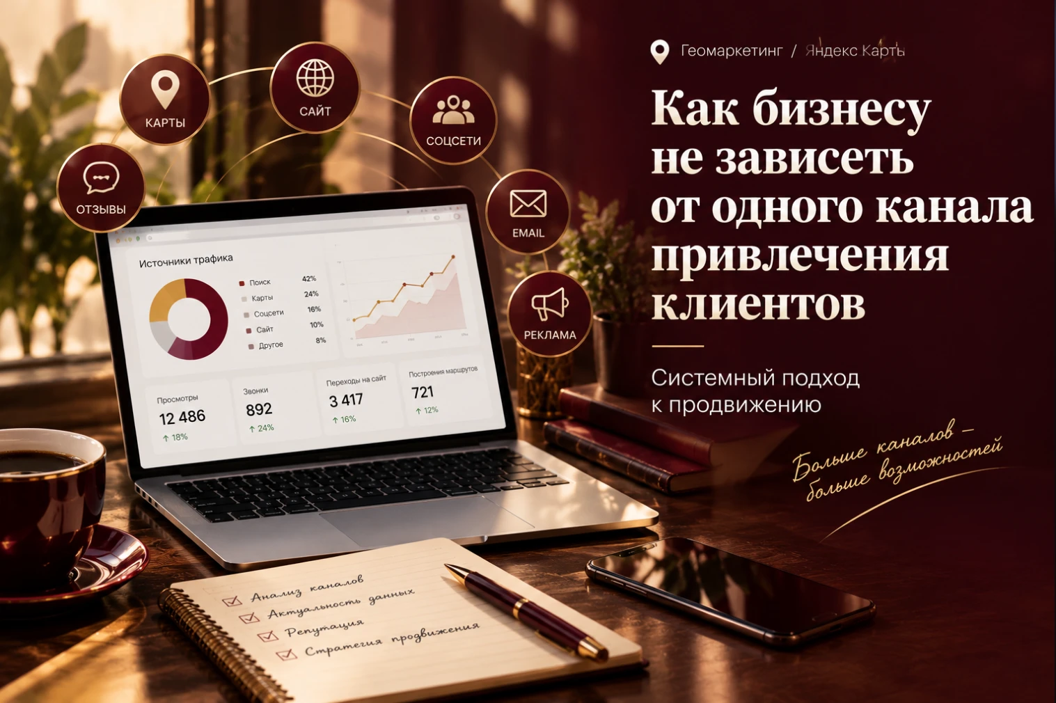 У бизнеса может быть хорошо настроенная реклама, активная страница в социальной сети или карточка на популярной - изображение