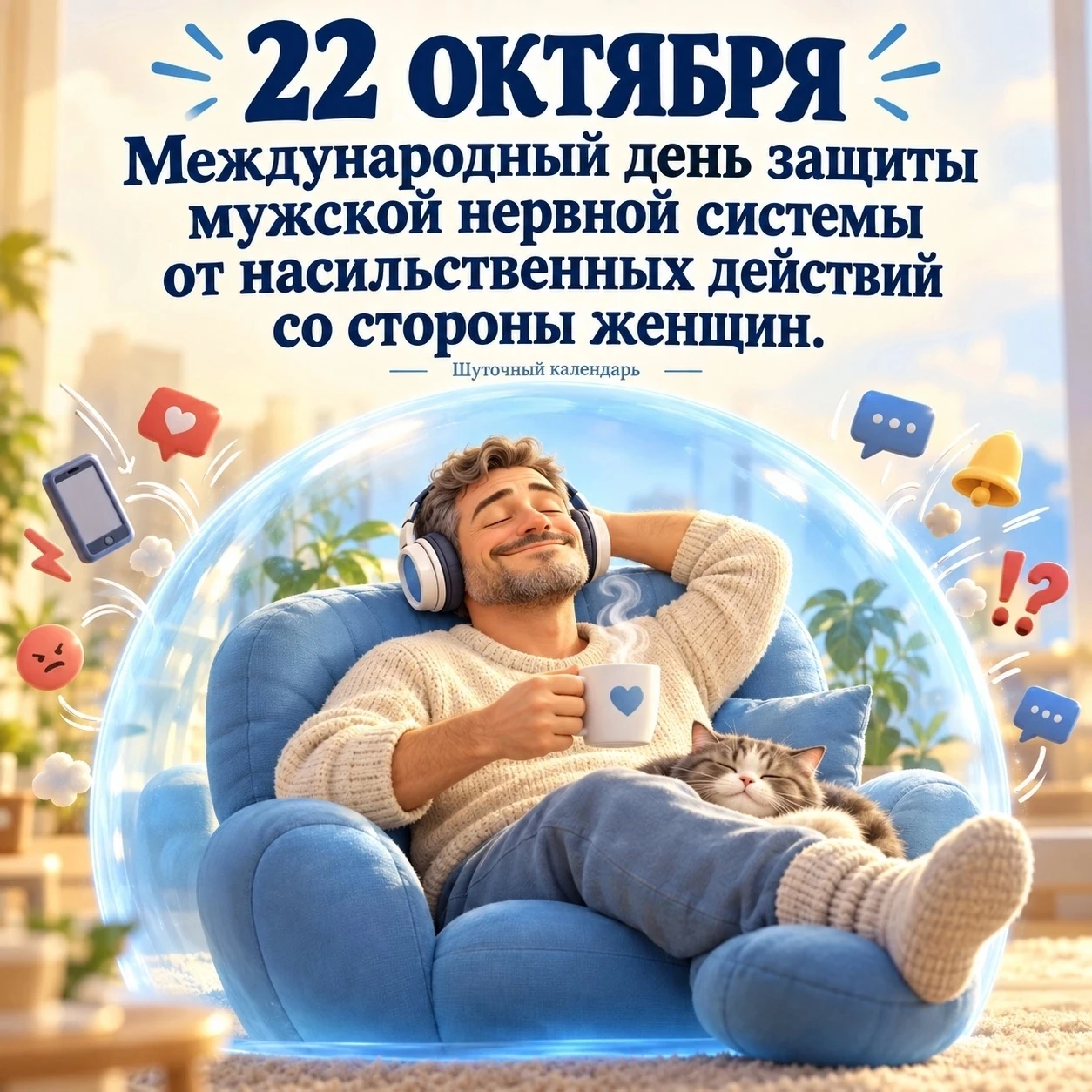 Дорогие мужчины! Сегодня мы отмечаем важный, но неофициальный праздник — День защиты нашей нервной системы от - изображение