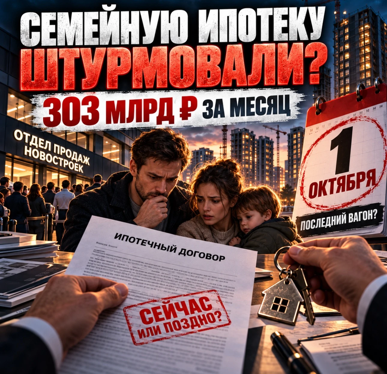 Сентябрьский спрос на семейную ипотеку оказался почти паническим. Только Сбер выдал по программе 302,8 млрд - изображение