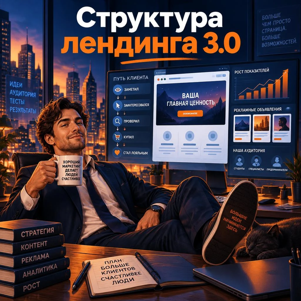 ПРОМПТ: - Создай структуру лендинга для бизнеса по видеонаблюдению. Первый экран должен содержать: — продающий - изображение