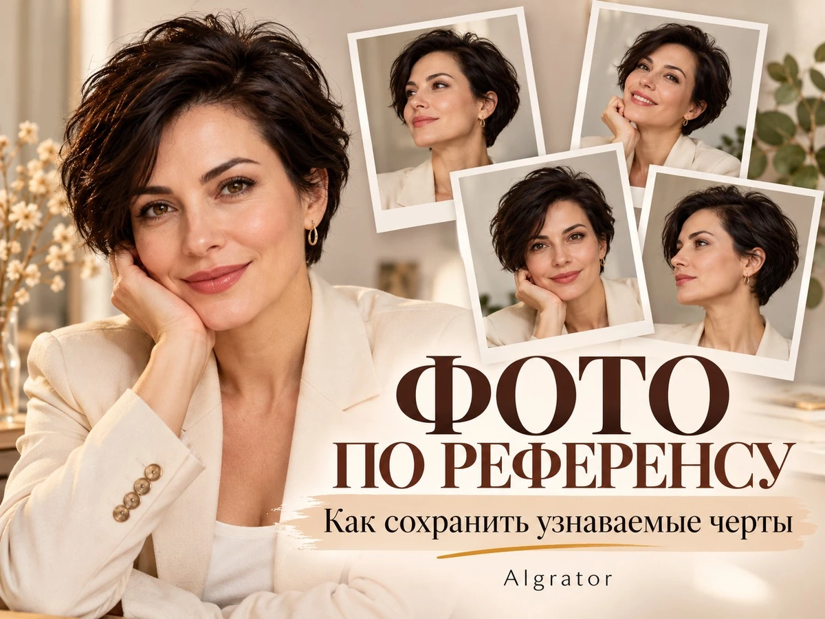 Фото по референсу нейросетью начинается с роли исходного изображения. Один файл может задавать лицо, другой - изображение