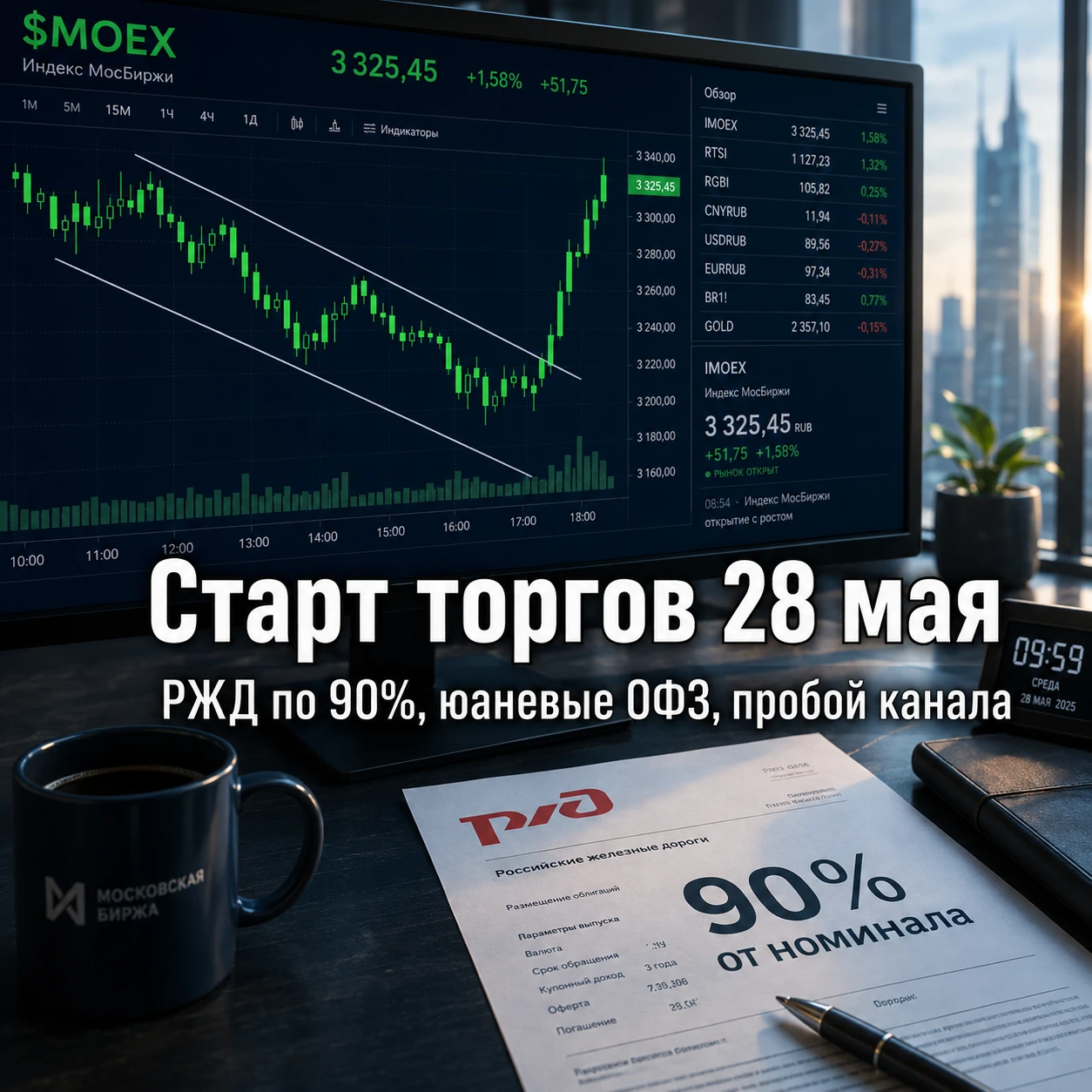 Вчера $MOEX пробил нисходящий канал который держался десять недель. Хорошая новость. Плохая: объём на пробое был - изображение
