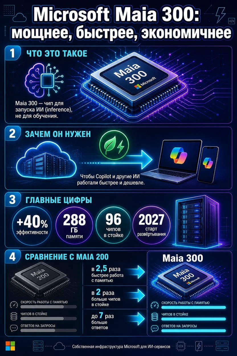 Microsoft Maia 300: что это за чип и зачем он нужен — простыми словами В октябре 2026 года Microsoft представила - изображение