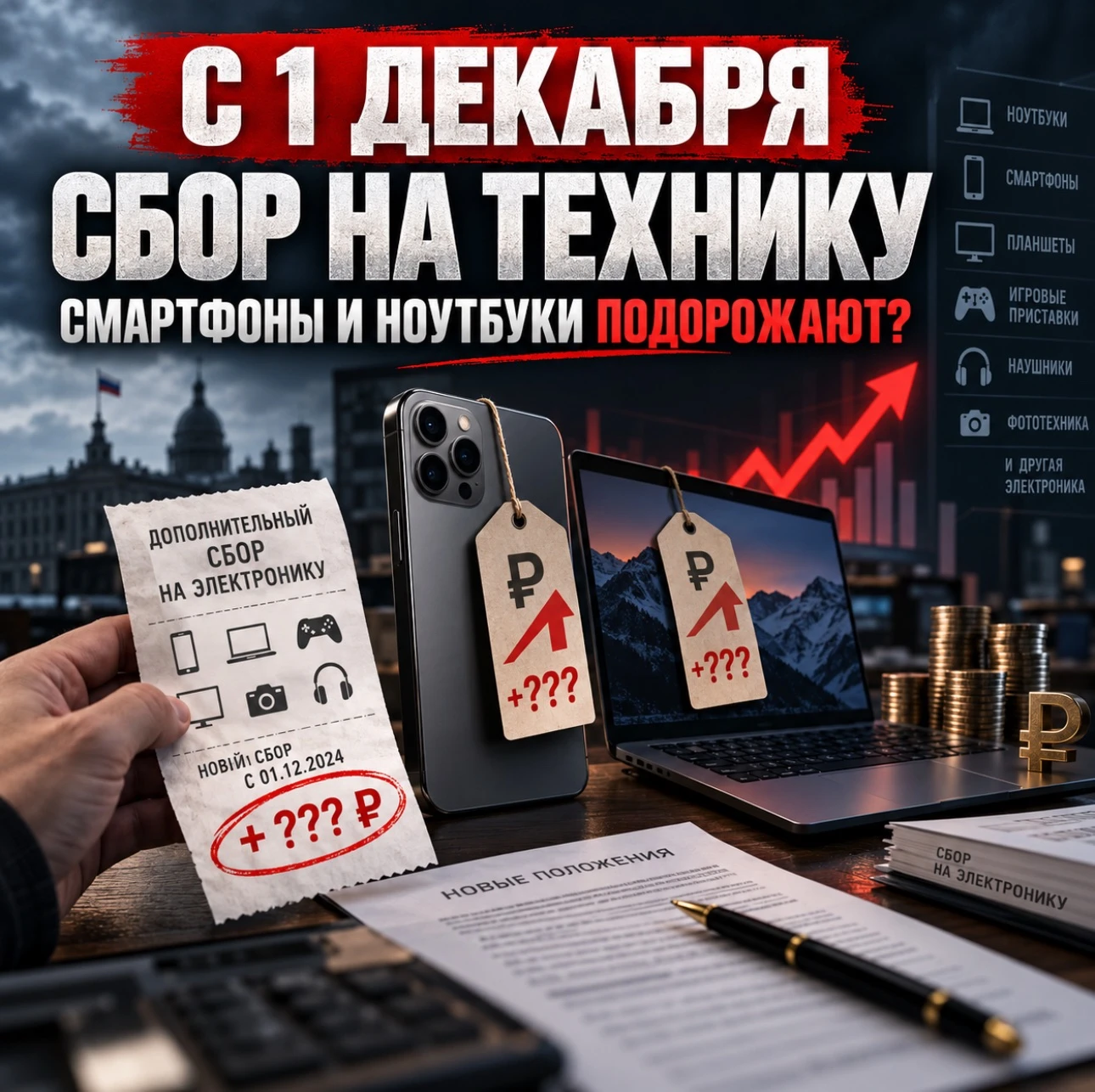 С 1 декабря 2026 года в России начинает работать технологический сбор на часть электроники. Для смартфона - изображение
