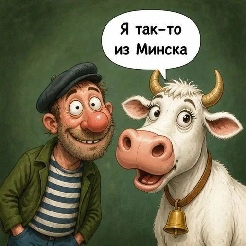 Мужик решил купить корову. Приходит на рынок, смотрит, продаются две коровы. Спрашивает у хозяина: - Сколько - изображение