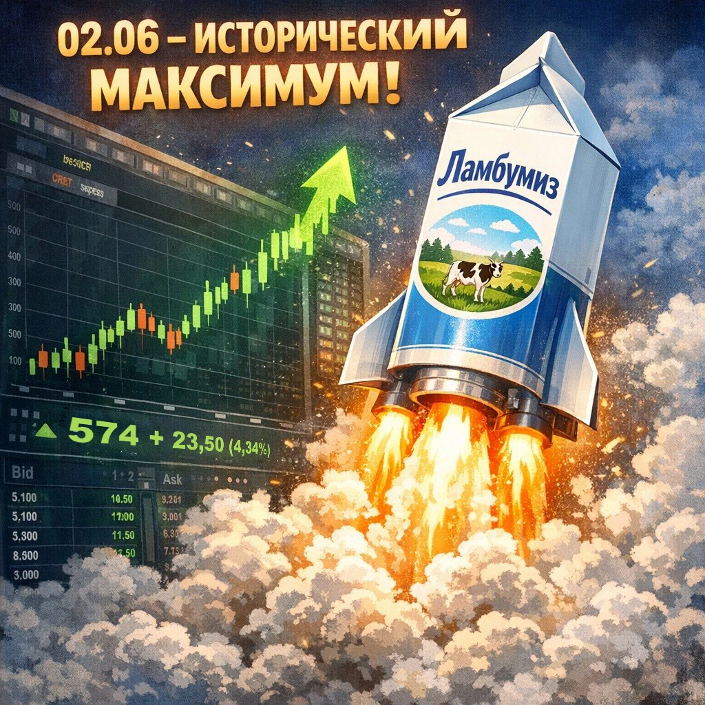 2 июня 2026 года акции ПАО «Ламбумиз» на Московской бирже достигли нового исторического максимума: 574 рубля за - изображение