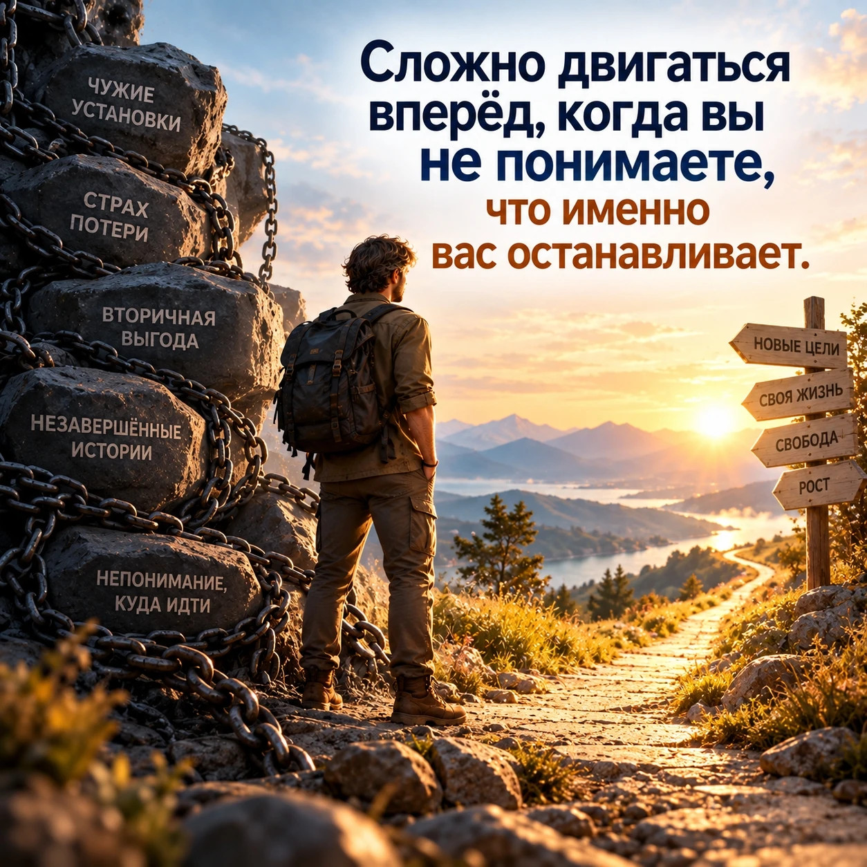 Сложно двигаться вперёд, когда вы не понимаете, что именно вас останавливает Вы чувствуете: надо. Пора. Хватит - изображение