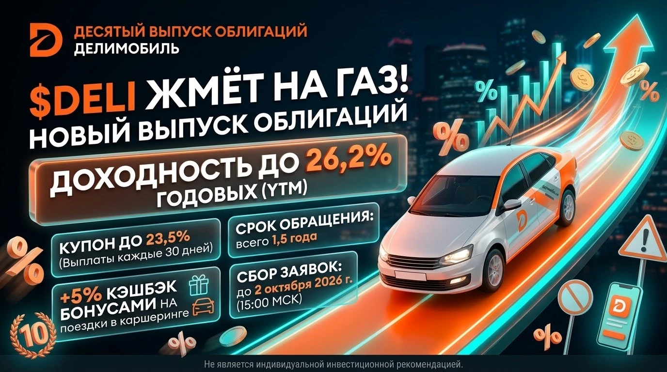 #DELI #Делимобиль #Облигации #Инвестиции #ФондовыйРынок #Каршеринг ​🚗 "Делимобиль" $DELI жмет на газ: новый - изображение