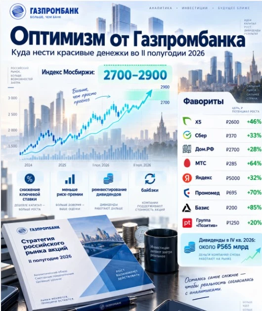 Вышел прогноз от Газпромбанка, куда нести свои красивые денежки во втором полугодии 2026 года, чтобы они - изображение