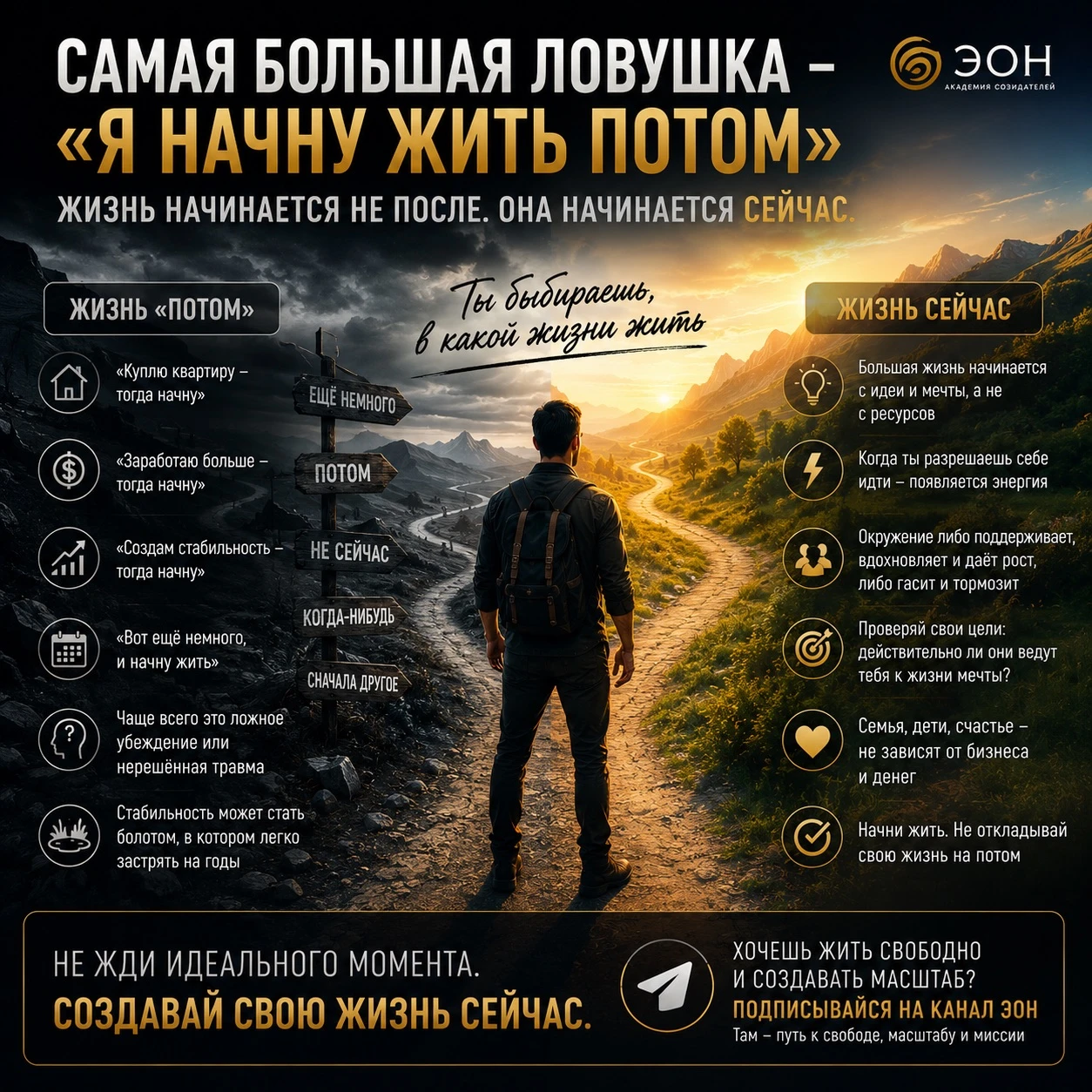 Многие живут в режиме отложенной жизни. Вот сейчас: — заработаю больше — создам стабильность — куплю квартиру — - изображение