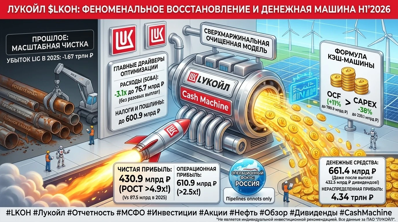#LKOH #Лукойл #Отчетность #МСФО #Инвестиции #Акции #Нефть #Обзор #Дивиденды ​🛢 "ЛУКОЙЛ" $LKOH за 1 полугодие - изображение