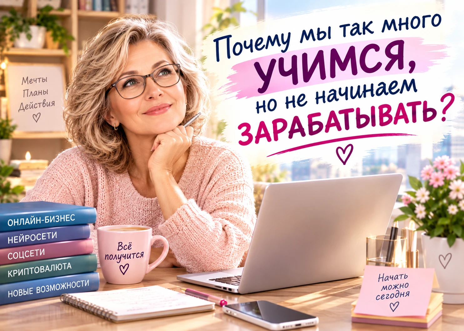 Смотрим курсы, вебинары, сохраняем полезные посты… А потом говорим себе: «Вот ещё немного разберусь — и начну». - изображение