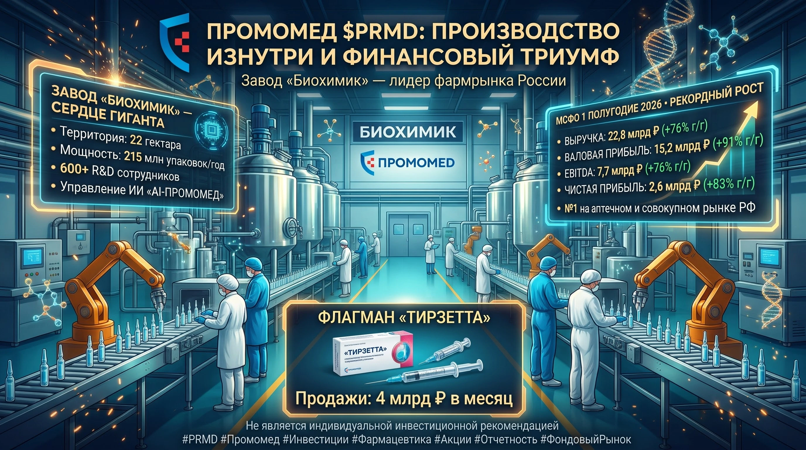 #PRMD #Промомед #Инвестиции #Фармацевтика #Акции #Отчетность #ФондовыйРынок ​🏭 "Промомед" $PRMD изнутри: как - изображение