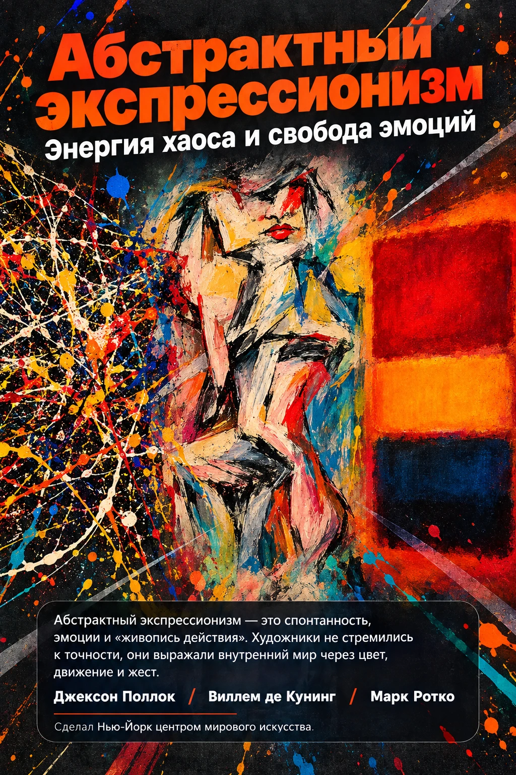 Абстрактный экспрессионизм: энергия хаоса и свобода эмоций Абстрактный экспрессионизм — широкомасштабное - изображение